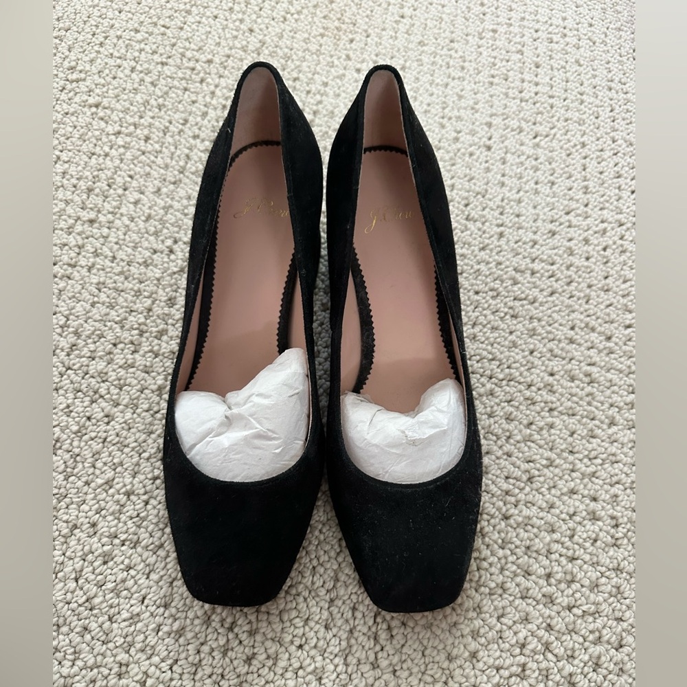 J crew suede square toe 60 MM heels
